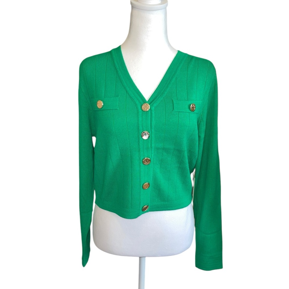 NWT Green Cropped Cardigan Sz Large by Thinkable